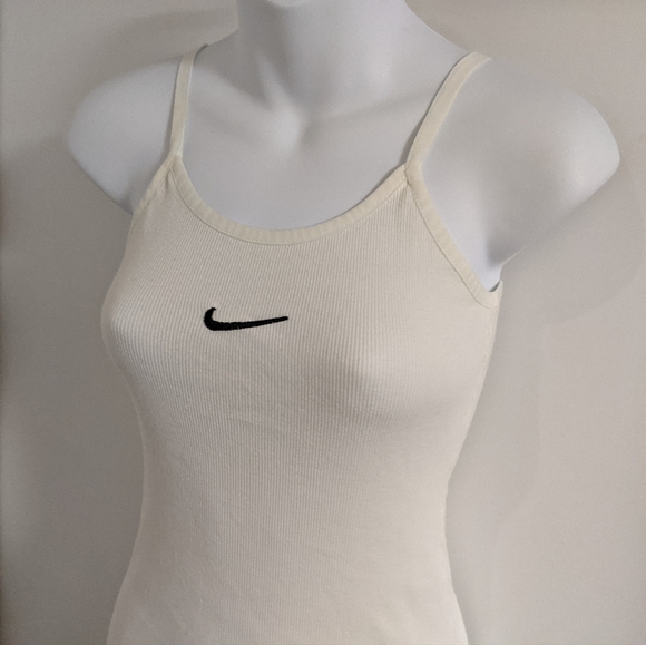 Nike Center Swoosh Logo spaghetti strap bodycon dress white black - Picture 3 of 8
